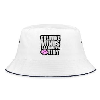 Creative Minds Are Rarely Tidy Funny Creative Logo - Bucket Hat - white/navy - Front