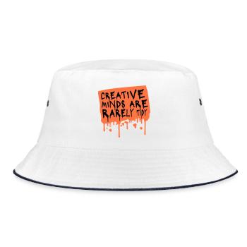 Creative Minds Are Rarely Tidy Funny Creative Logo - Bucket Hat - white/navy - Front