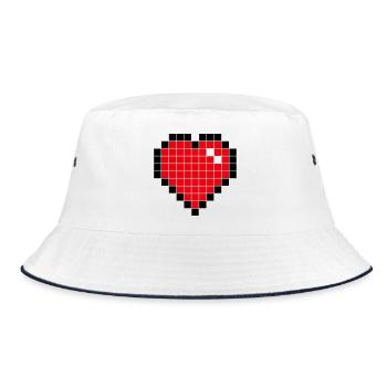 heart - Bucket Hat - Weiß/Navy - Vorne