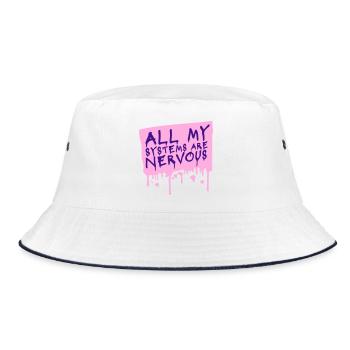 All My Systems Are Nervous Funny Fear Nerd Logo - Bucket Hat - white/navy - Front