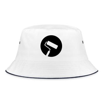 Maler Farbrolle Kreis Logo - Bucket Hat - Weiß/Navy - Vorne