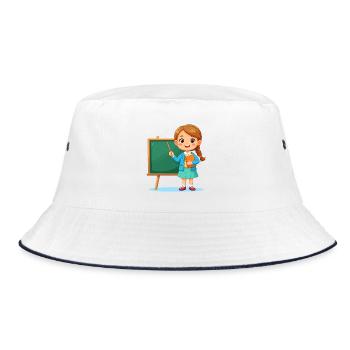 Classroom Heroine Teacher Cartoon - Bucket Hat - white/navy - Front