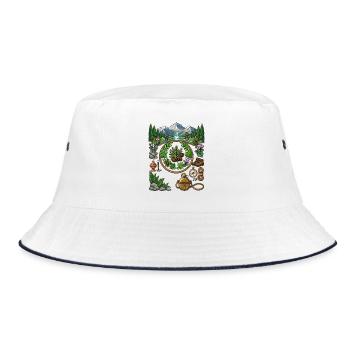 Vintage Pixel Art Hiking Adv. & Nature Exploration - Bucket Hat - white/navy - Front