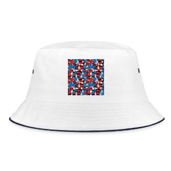 60s-geometric-op-art-pattern - Bucket Hat - white/navy - Front