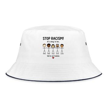 Stopp Rassismus wir sind alle Menschen - Bucket Hat - Weiß/Navy - Vorne