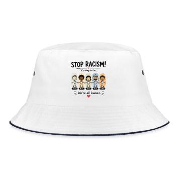 Stopp Rassismus wir sind alle Menschen - Bucket Hat - Weiß/Navy - Vorne