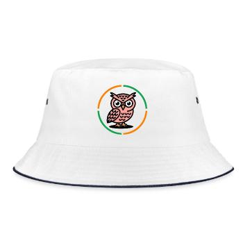 Owl in a circle - Bucket Hat - white/navy - Front