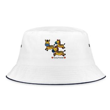 Temperamentvolle Zebra-Freunde in Bewegung - Bucket Hat - Weiß/Navy - Vorne