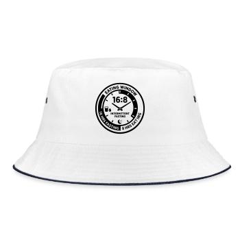 16:8 Intermittent Fasting Clock Design - Bucket Hat - white/navy - Front