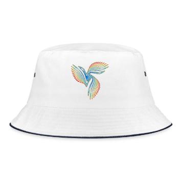 Bunter Paradiesvogel – Strange Attractor - Bucket Hat - Weiß/Navy - Vorne