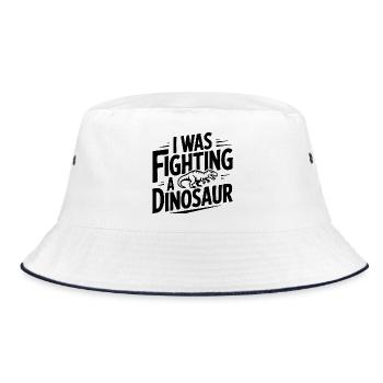 I Was Fighting a Dinosaur - Bucket Hat - white/navy - Front