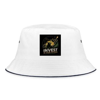 Aktien & Börse | Bullendesign - Bucket Hat - Weiß/Navy - Vorne