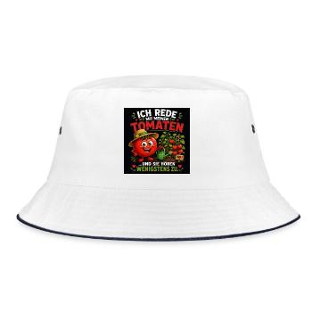 Ich rede mit meinen Tomaten - Bucket Hat - Weiß/Navy - Vorne