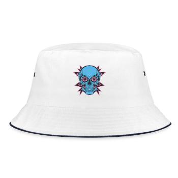 Blue skull with floral eyes - Bucket Hat - white/navy - Front