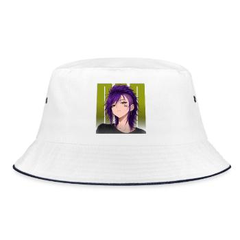 161 Anime Punk Girl – Antifaschista Streetwear - Bucket Hat - Weiß/Navy - Vorne