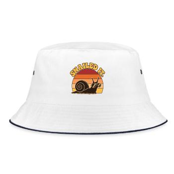 Snailed It Funny Retro Snail Silhouette 70s Sunset - Bucket Hat - white/navy - Front