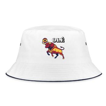Spanische Bullen-Fußballkunst - Bucket Hat - Weiß/Navy - Vorne
