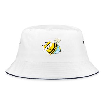 Süße Cartoon-Biene in blauer Unterwäsche - Bucket Hat - Weiß/Navy - Vorne
