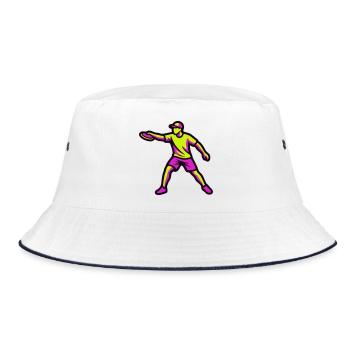 Disc Golf Drop Silhouette - Bucket Hat - white/navy - Front