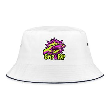 Disc Golf Grip Rip Illustration - Bucket Hat - white/navy - Front