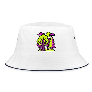 Disc Golf Course Nature Logo - Bucket Hat - white/navy - Front