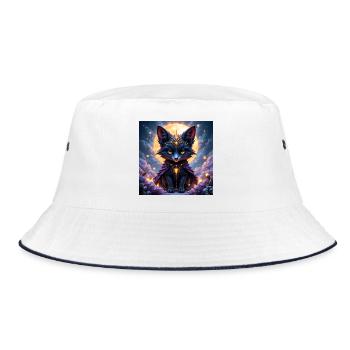 Mystical Lunar Fox with Gems - Bucket Hat - white/navy - Front