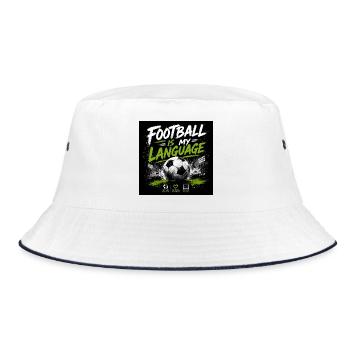 Fußball ist meine Sprache - Bucket Hat - Weiß/Navy - Vorne