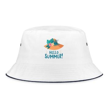 Bonjour illustration du chapeau de paille d’été - Bob - blanc/marine - Devant
