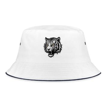Tête de tigre noir-blanc aux yeux orange - Bob - blanc/marine - Devant