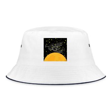 Angel Trumpet Over Moon - Bucket Hat - white/navy - Front