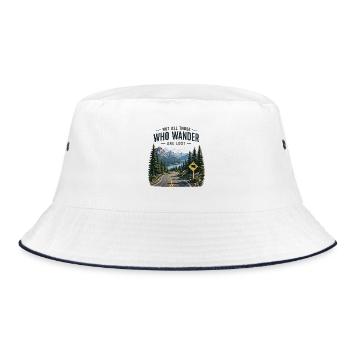 Hiking Trail: Not All Who Wander Are Lost - Bucket Hat - white/navy - Front