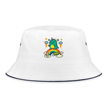 Angry dino unicorn on rainbow - Bucket Hat - white/navy - Front