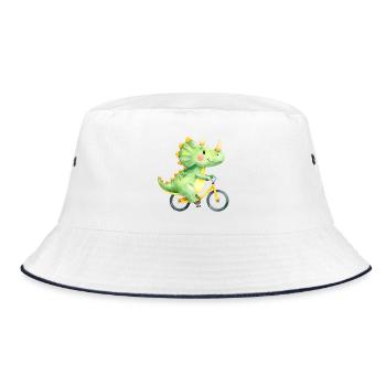 Dino vert drôle sur un vélo – Bande dessinée - Bob - blanc/marine - Devant