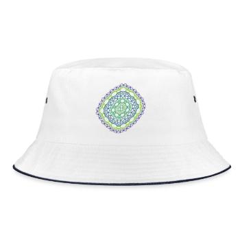 Smaragdgewebe: Aus Chaos gewebt – Fractal Art - Bucket Hat - Weiß/Navy - Vorne