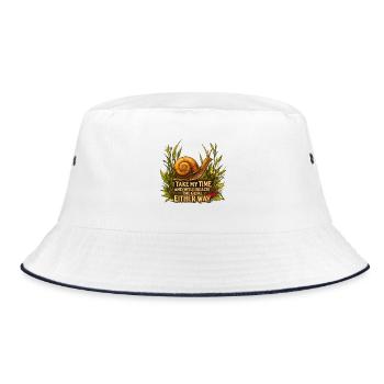 Snail takes time - Slow and steady wins the race - Bucket Hat - white/navy - Front