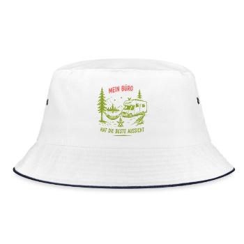 Mein Büro mit der besten Aussicht - Bucket Hat - Weiß/Navy - Vorne