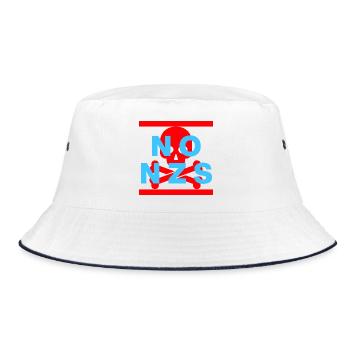 NO NZS NEVER AGAIN ANTIFASCISM NO AFD BLUE RED - Bucket Hat - white/navy - Front