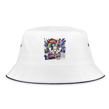Colorful Unicorn Remix Graffiti - Bucket Hat - white/navy - Front