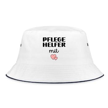 Pflegehelfer - Bucket Hat - Weiß/Navy - Vorne