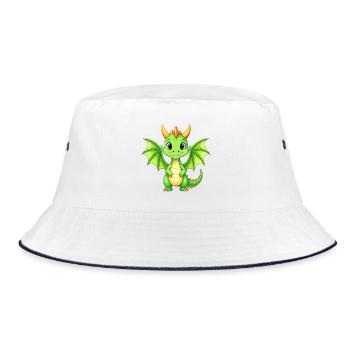 Petit Dragon Vert de Kawaii – Créature mythique mignonne - Bob - blanc/marine - Devant