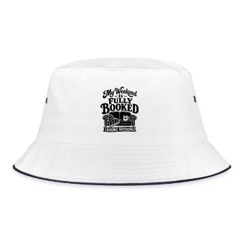 Fully Booked Weekend Doing Nothing - Bucket Hat - white/navy - Front