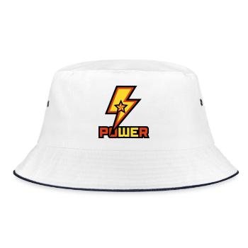 Power Lightning Star Logo - Bucket Hat - white/navy - Front