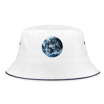 Moon wolves in the river of night - Bucket Hat - white/navy - Front