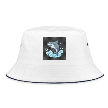 Shark jump in the sound of the sea - Bucket Hat - white/navy - Front