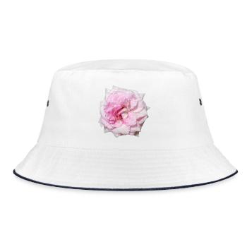 Aesthetic_Pink_Rose_Dew_Drop_Gift_For_Mom - Bucket Hat - white/navy - Front