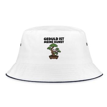 Bonsai-Baum – Geduld ist meine Kunst – Zen Design - Bucket Hat - Weiß/Navy - Vorne