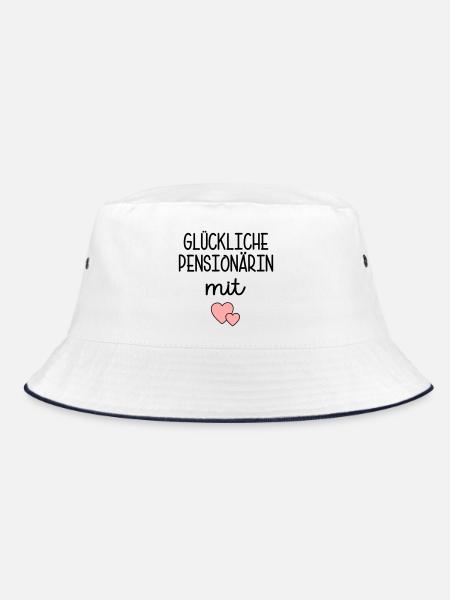 Herz - Glückliche Pensionärin - Bucket Hat - Weiß/Navy - Vorne