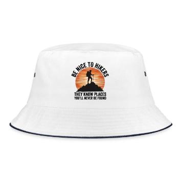 Wandern – Outdoor-Abenteuer – Sei nett zu Wanderern - Bucket Hat - Weiß/Navy - Vorne