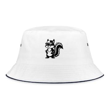 Squirrel with sun glasses - Bucket Hat - white/navy - Front