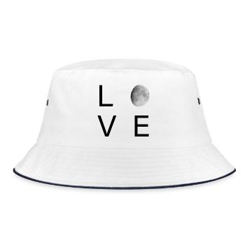 Moonlit Minimal Moon Silhouette - Bucket Hat - white/navy - Front